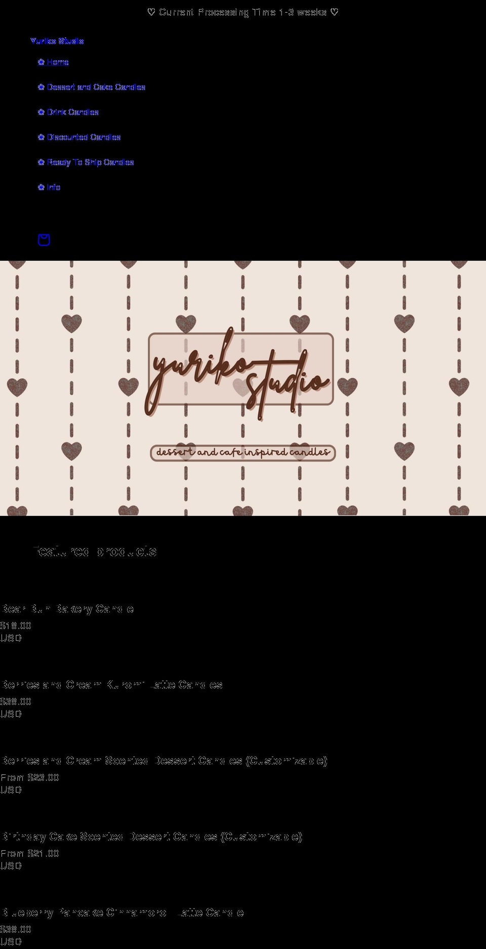 yurikostudio.com shopify website screenshot