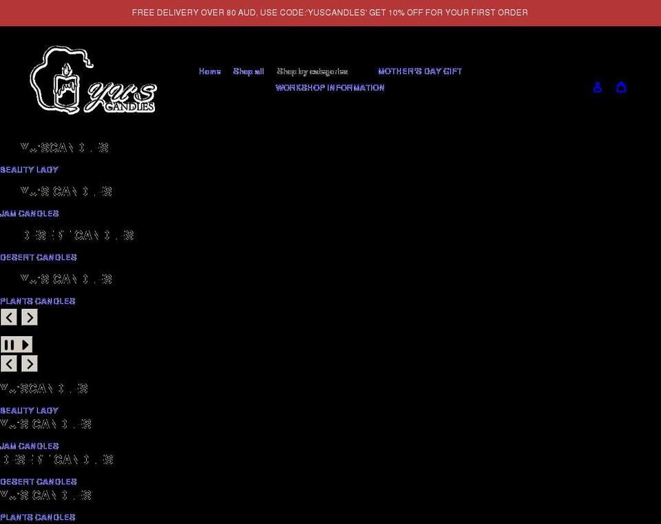 yuscandles.com shopify website screenshot