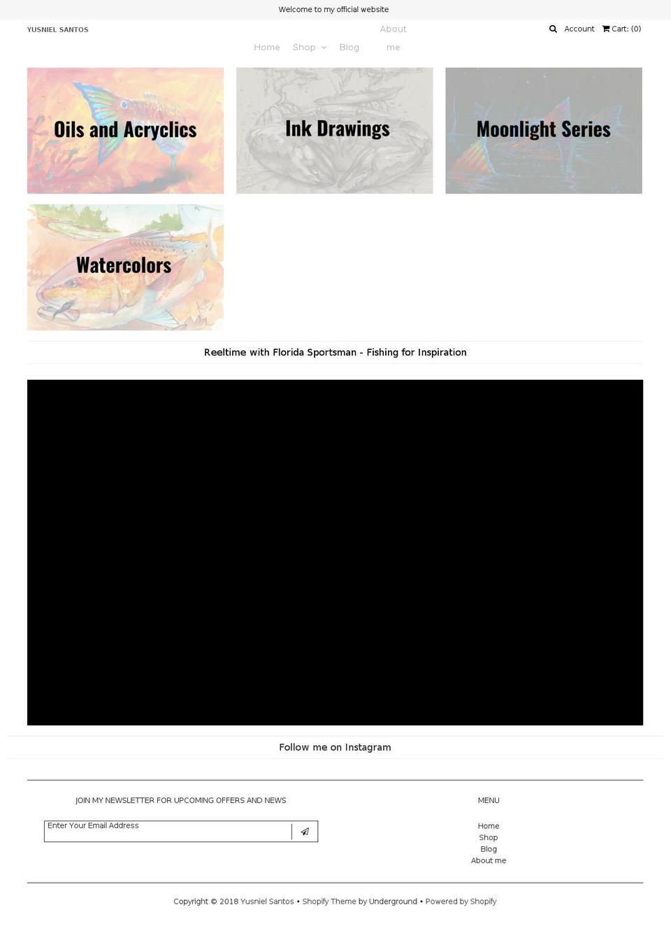 yusnielsantos.com shopify website screenshot