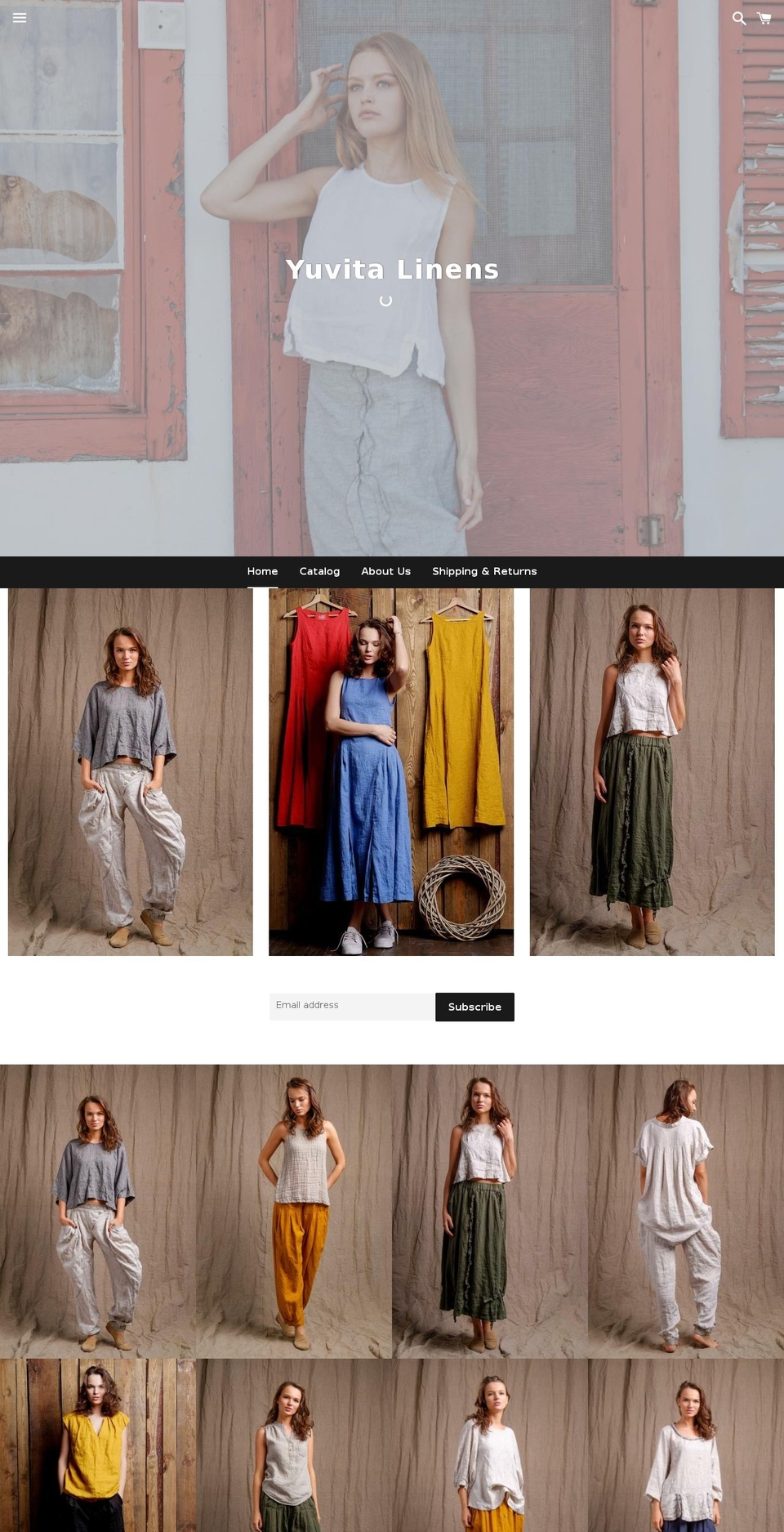 yuvitalinens.com shopify website screenshot