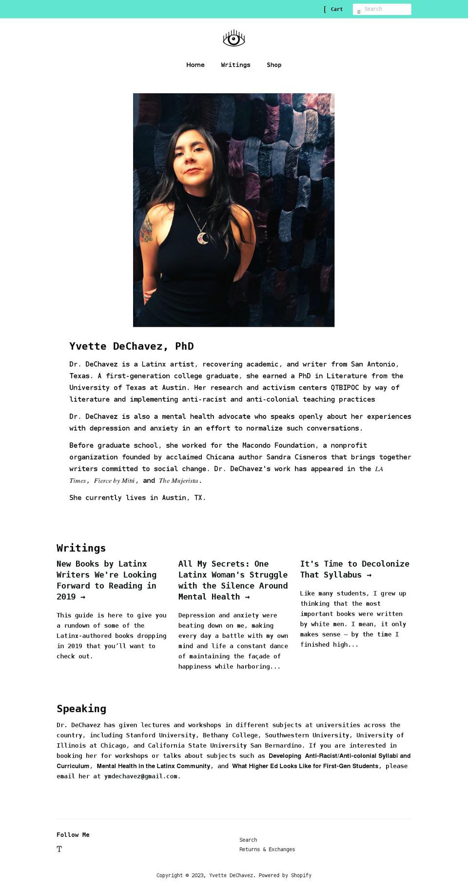 yvettedechavez.com shopify website screenshot