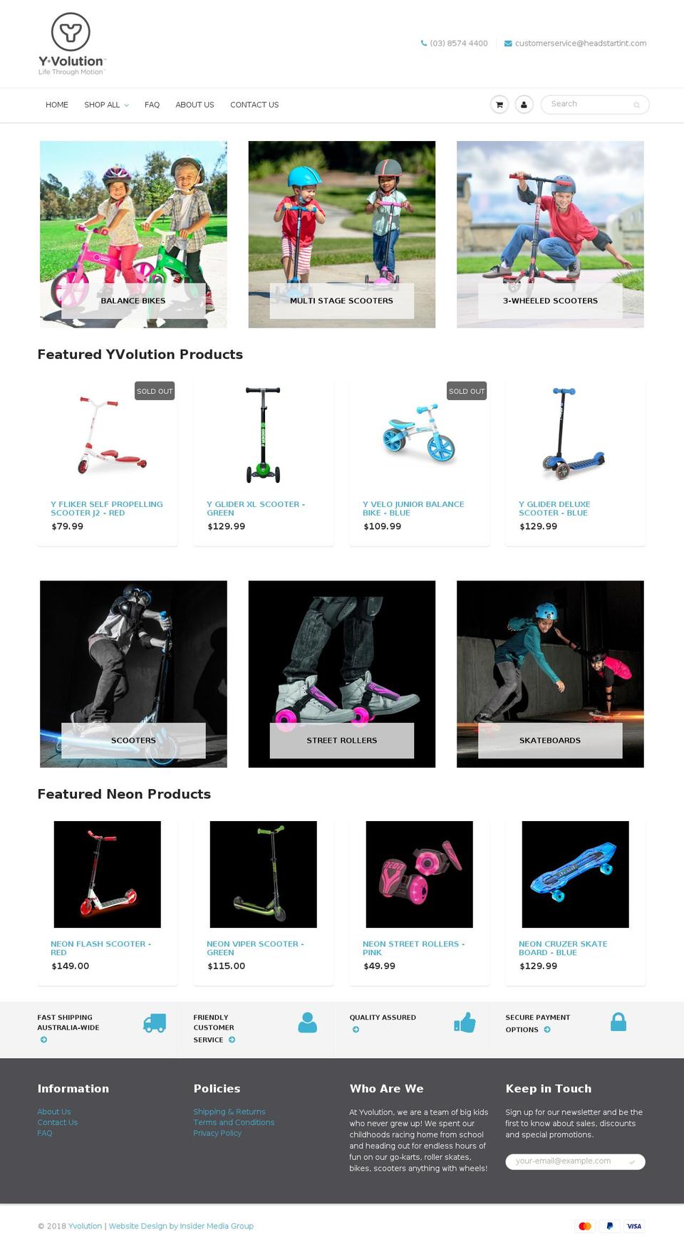 yvolution.com.au shopify website screenshot