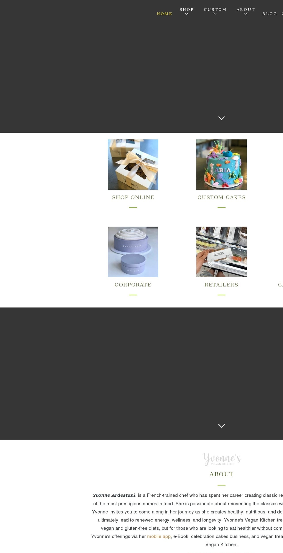 yvonnesvegankitchen.com shopify website screenshot