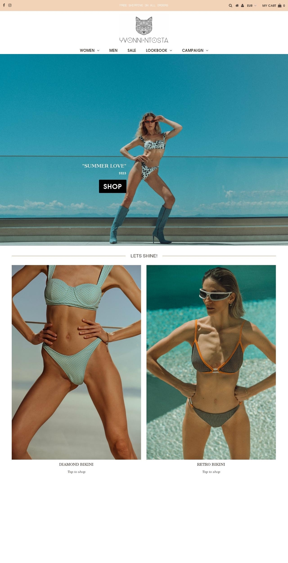 yvonnintostaswimwear.com shopify website screenshot