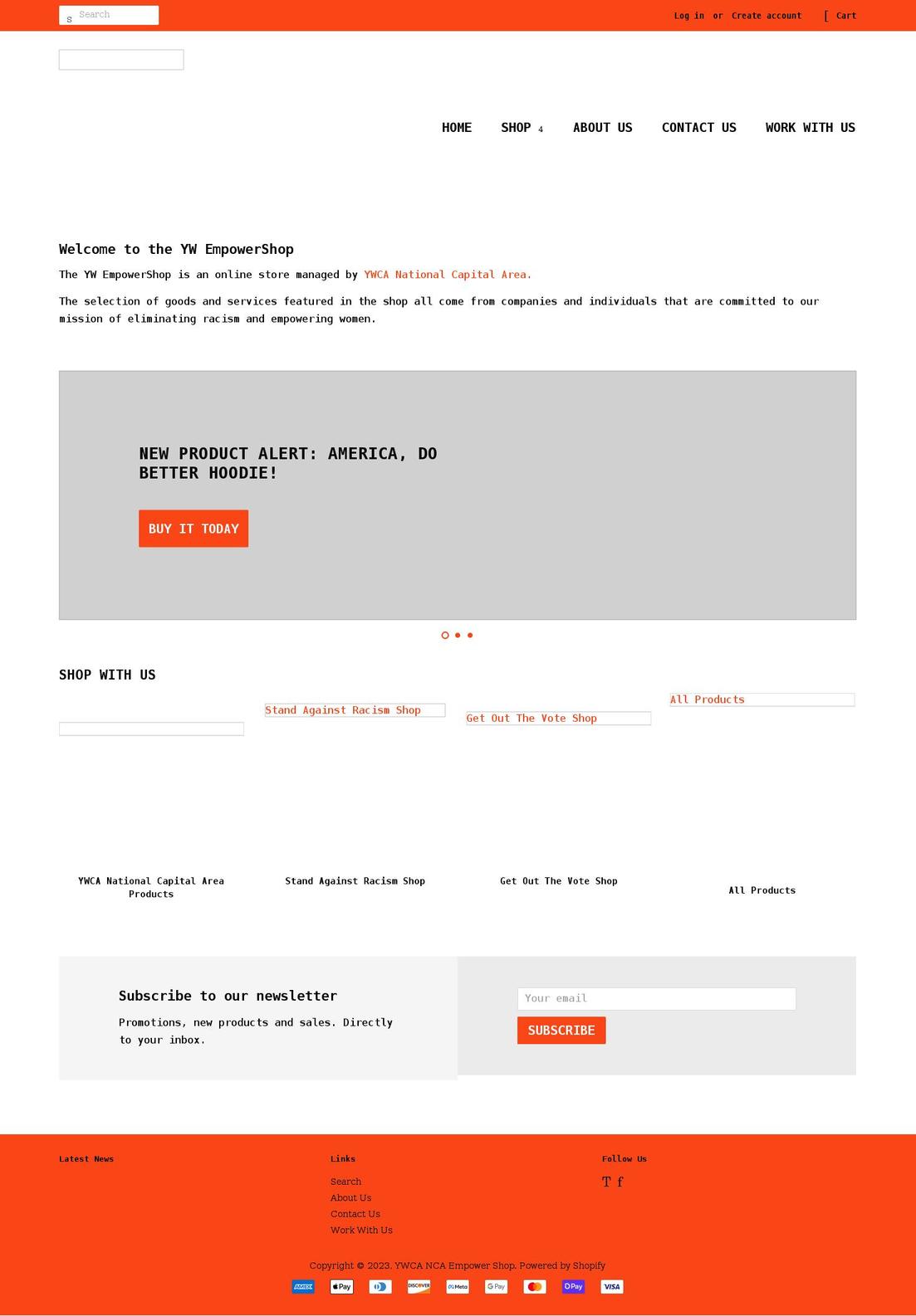 ywempowershop.org shopify website screenshot