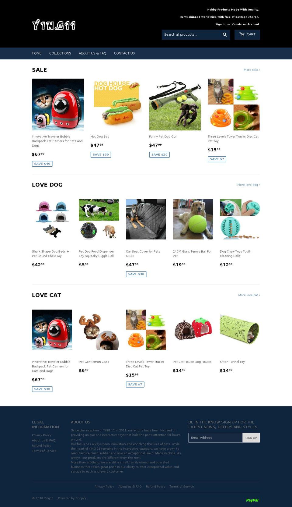 yxying11.com — Shopify storefront screenshot