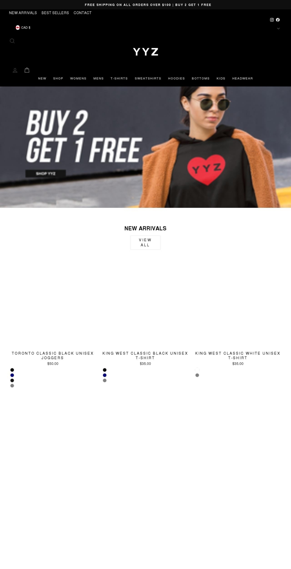 yyzapparel.com shopify website screenshot