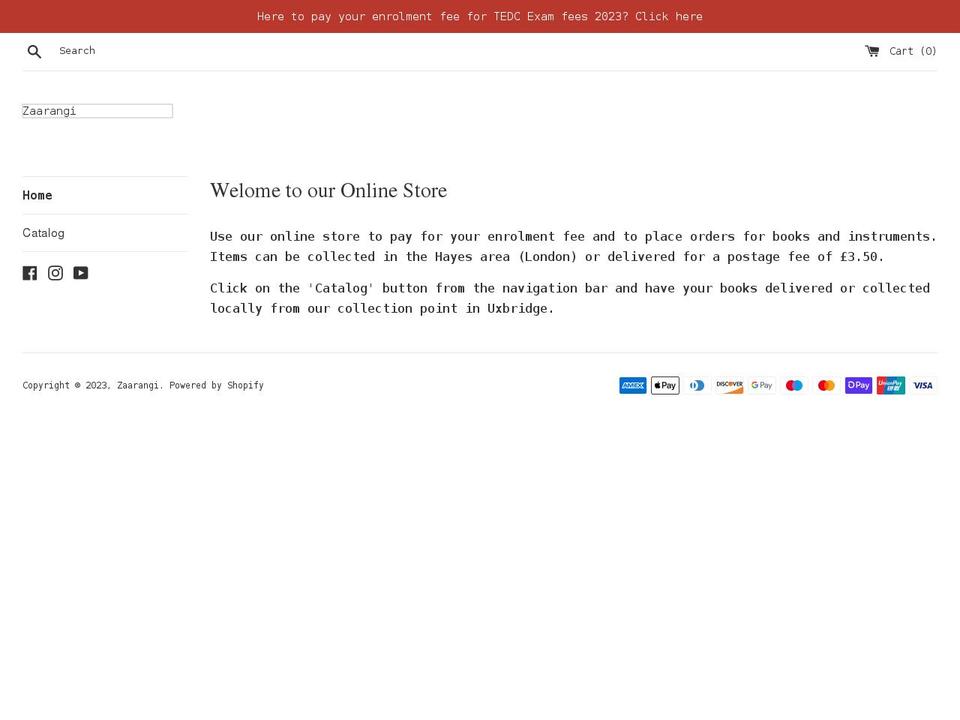 zaarangi.myshopify.com shopify website screenshot