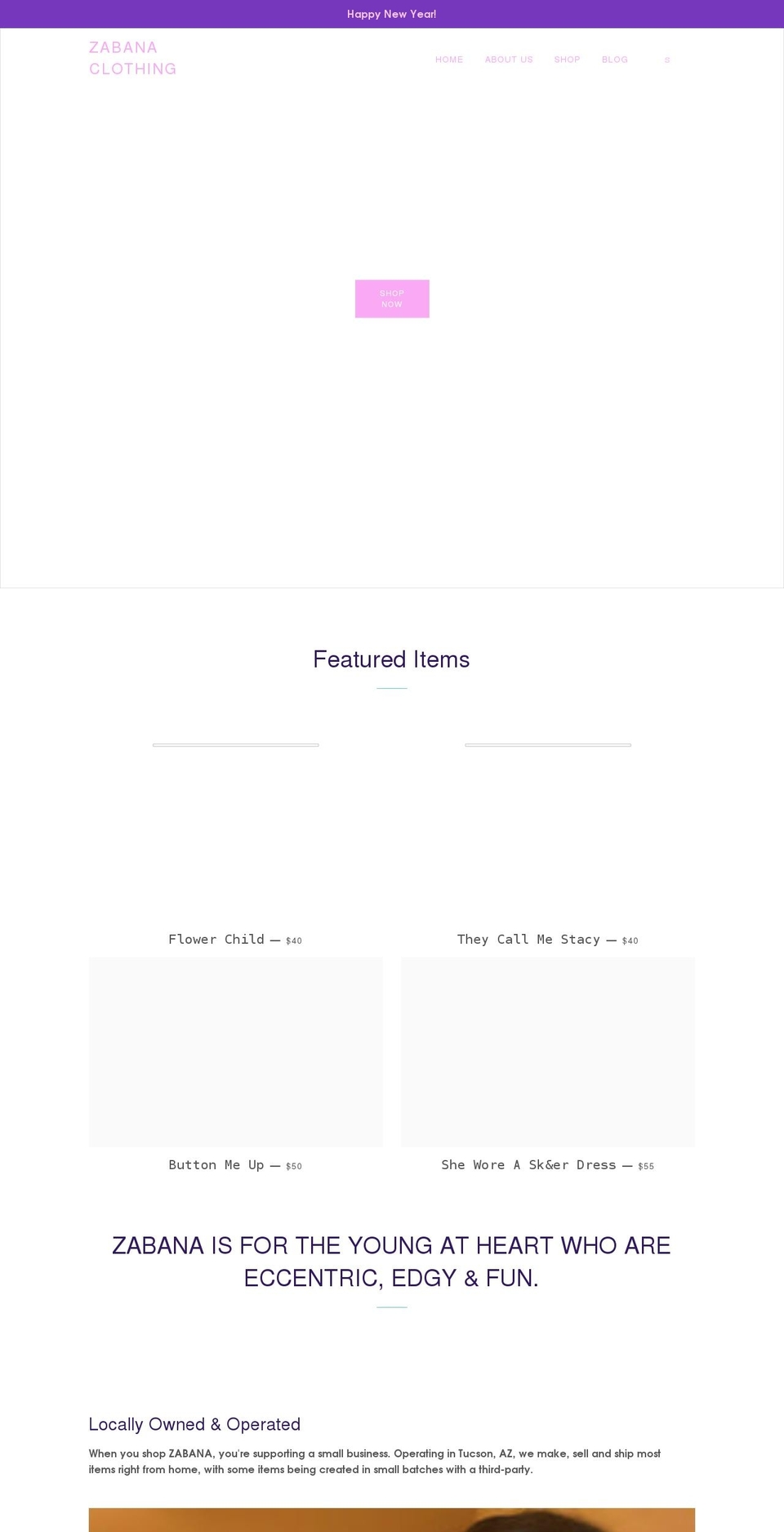 zabanaclothing.com shopify website screenshot
