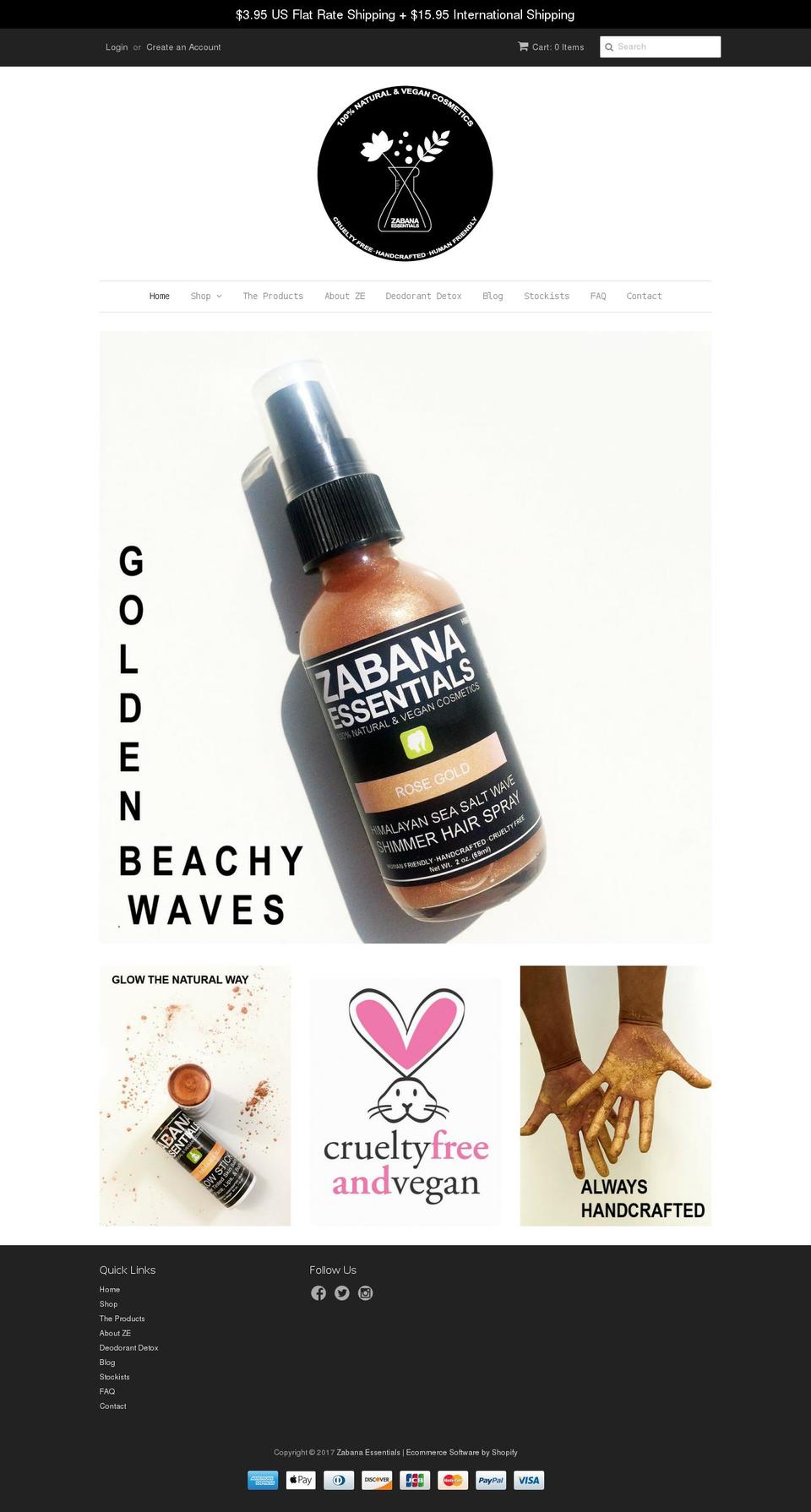 zabanaessentials.com shopify website screenshot