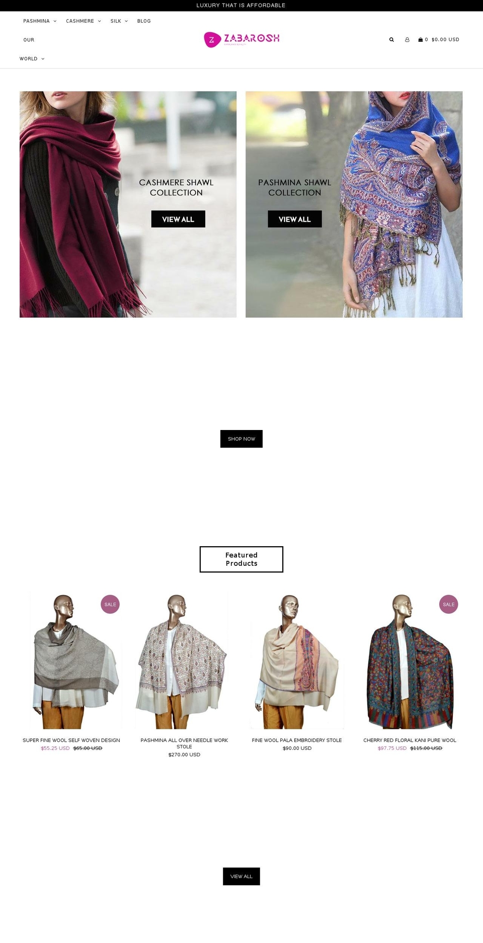 zabarosh.com — Shopify storefront screenshot