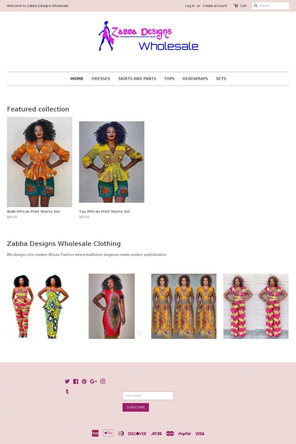 zabbadesignswholesale.com — Shopify storefront screenshot