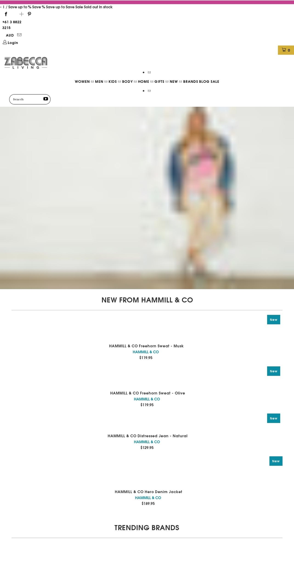 zabeccaliving.com.au shopify website screenshot