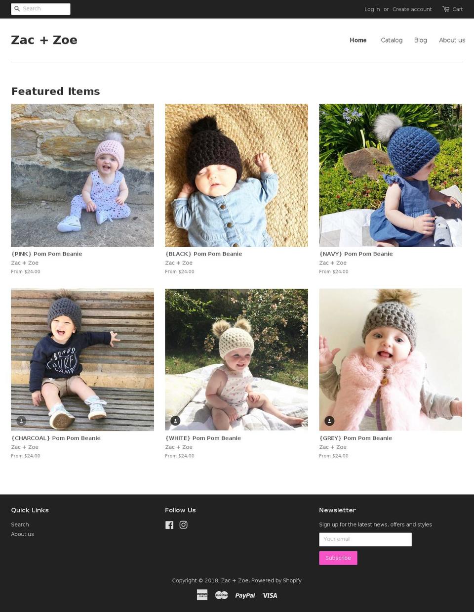 zacandzoelove.com shopify website screenshot