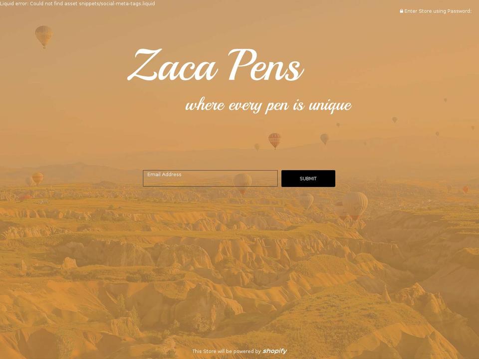 zacapens.com shopify website screenshot