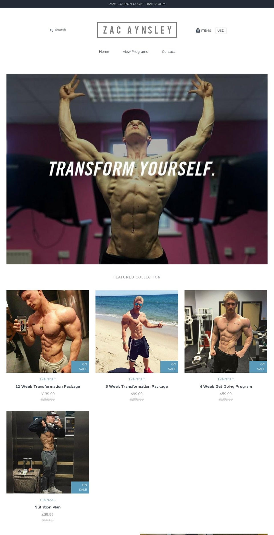 zacaynsleyfitness.com shopify website screenshot