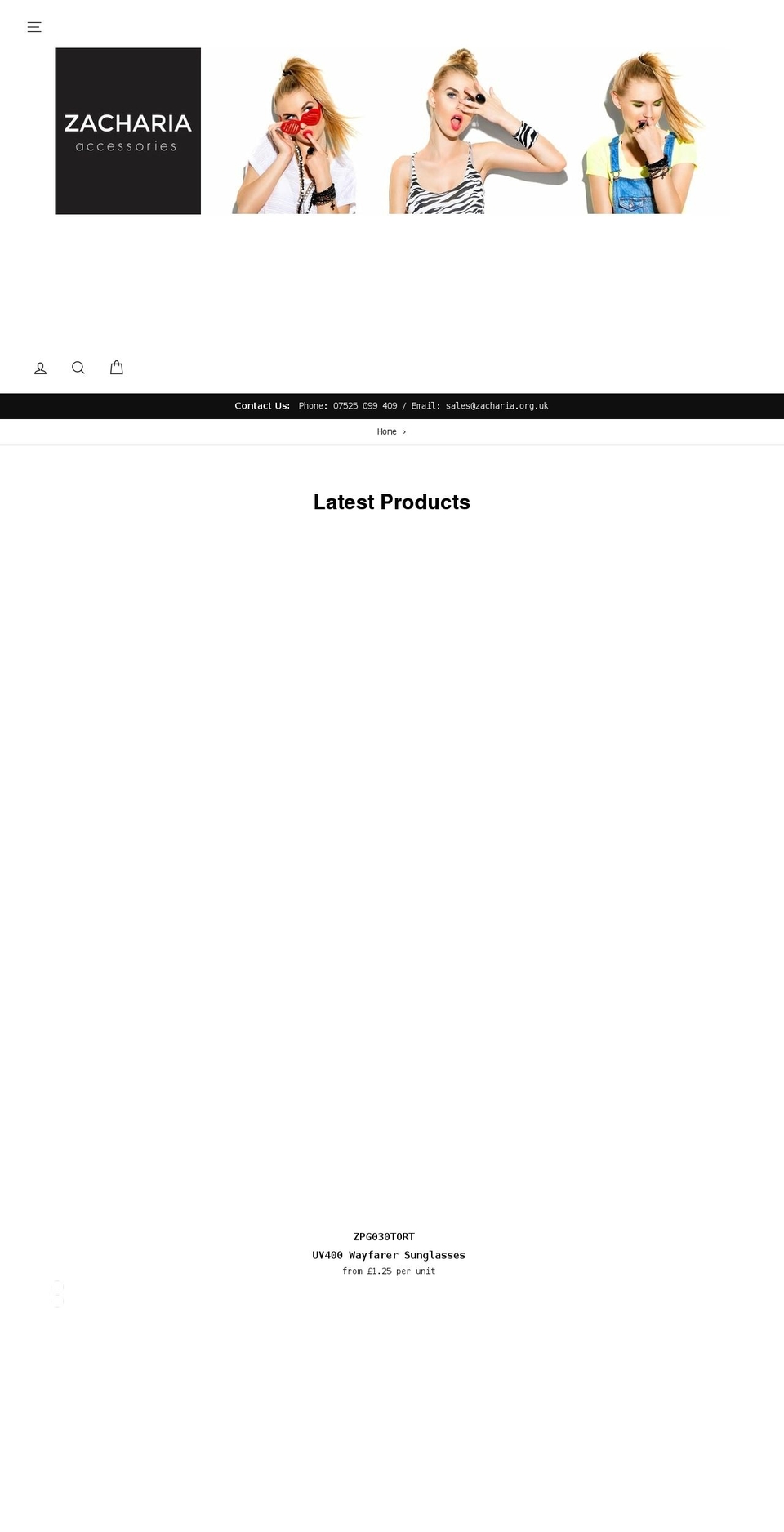 zacharia-accessories.com shopify website screenshot