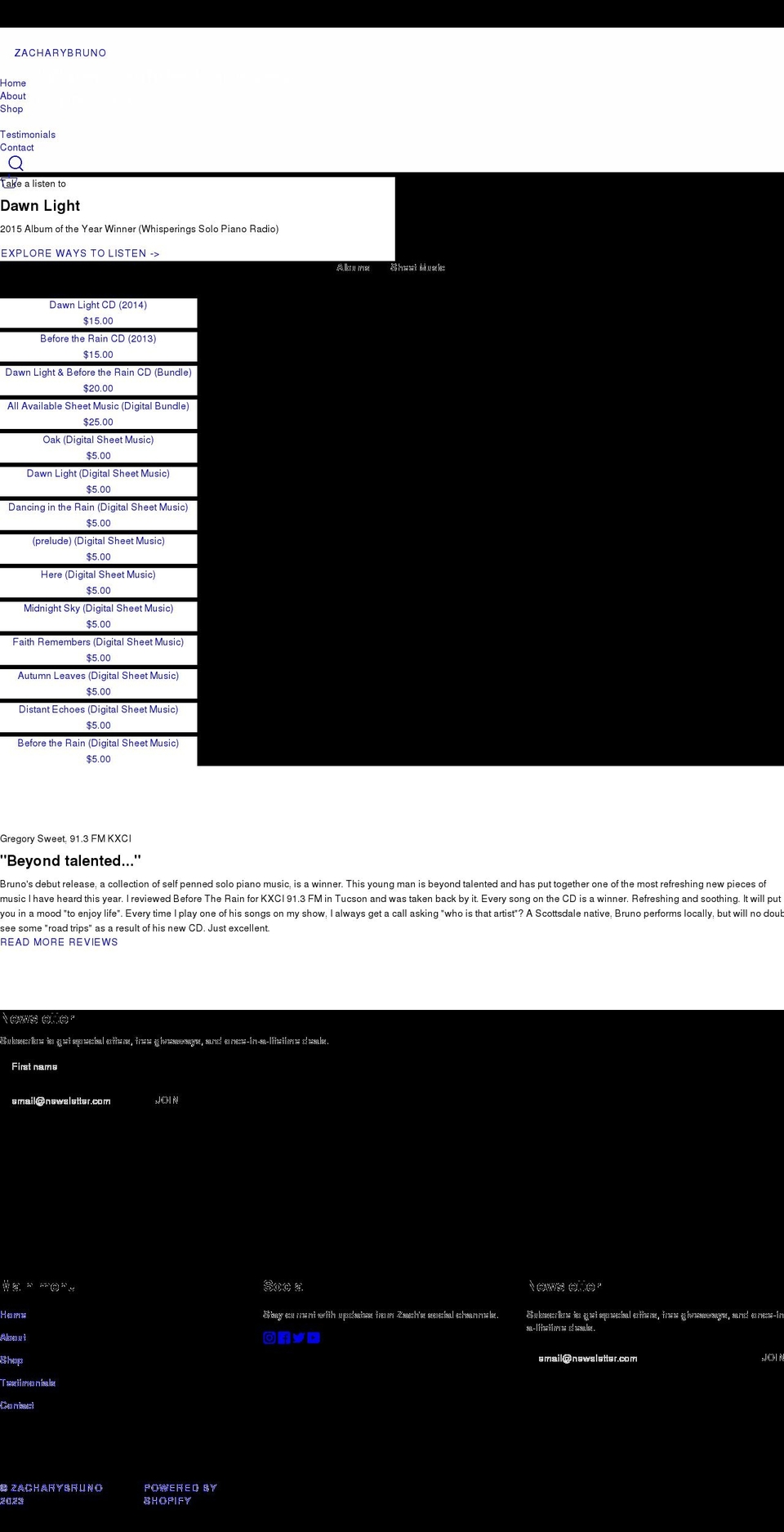 zacharybruno.com shopify website screenshot