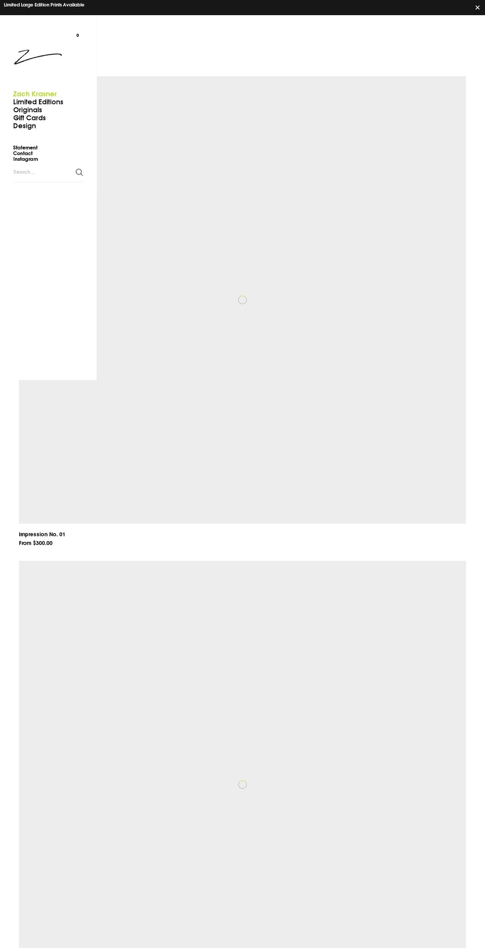 zachkrasner.com shopify website screenshot