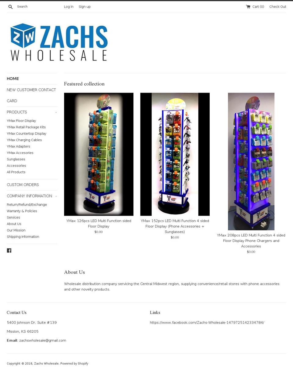 zachswholesale.com — Shopify storefront screenshot