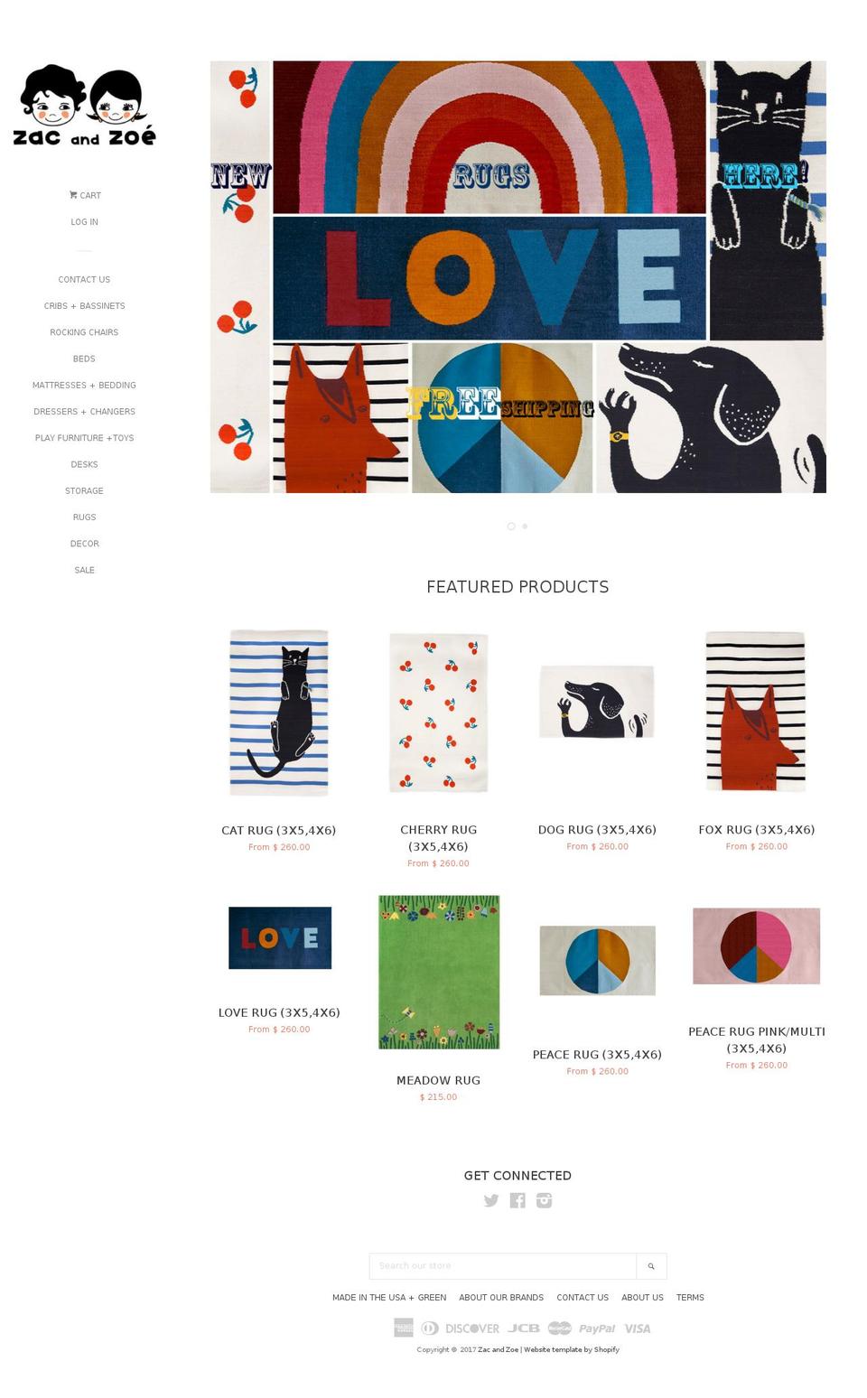 zackandzoe.com shopify website screenshot