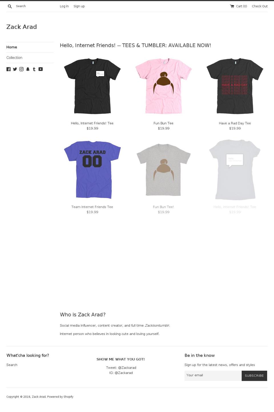 zackarad.com shopify website screenshot