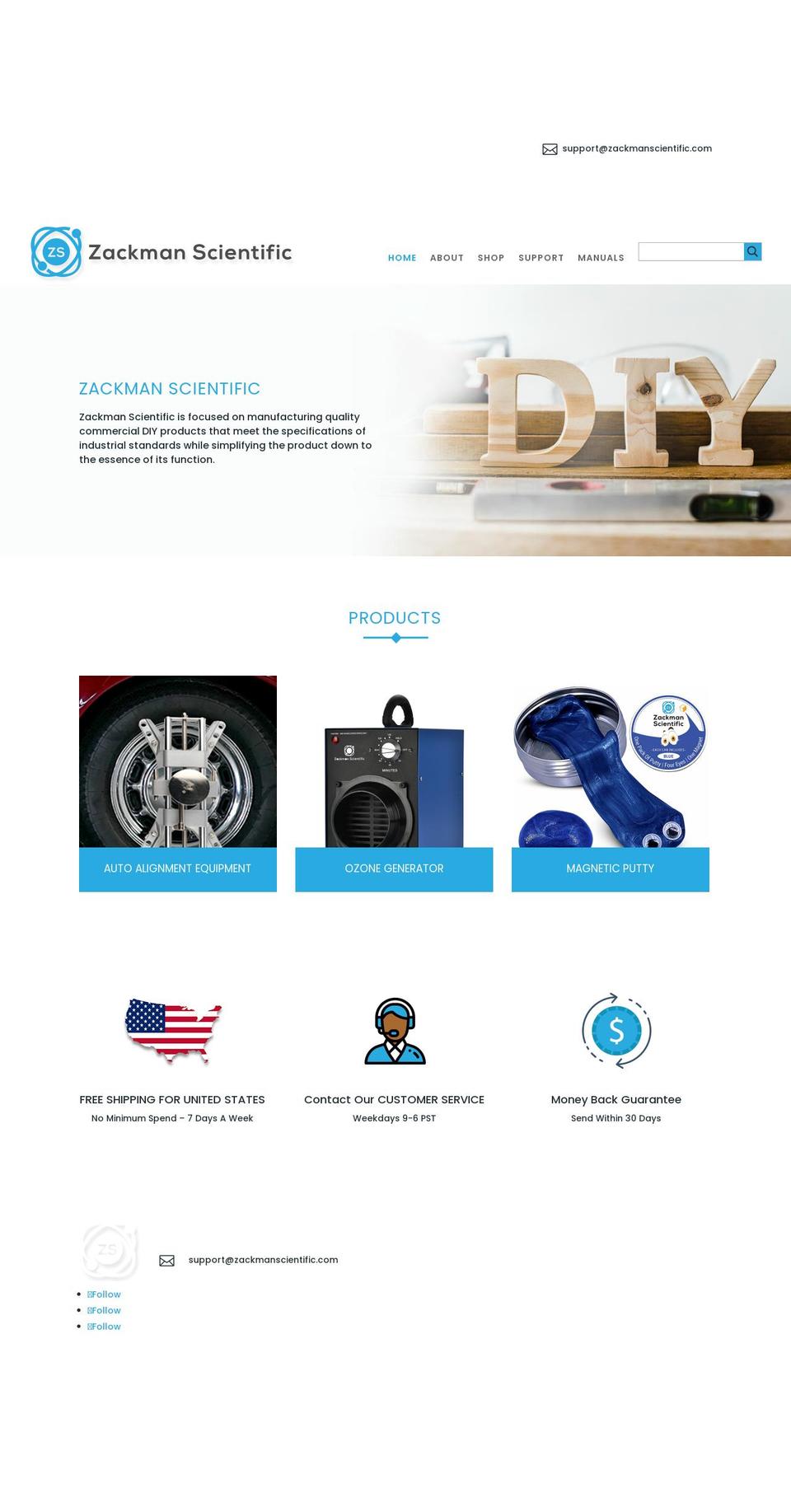 zackmanscientific.com — Shopify storefront screenshot