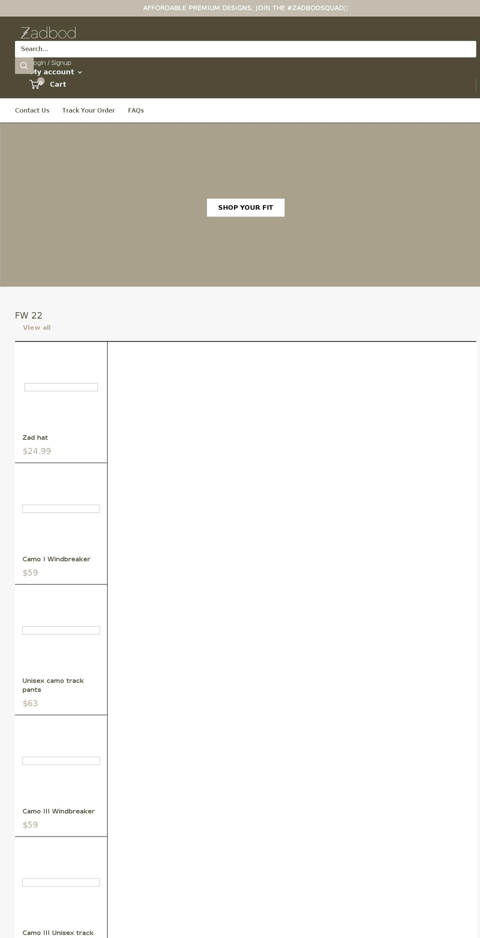 zadbod.com shopify website screenshot