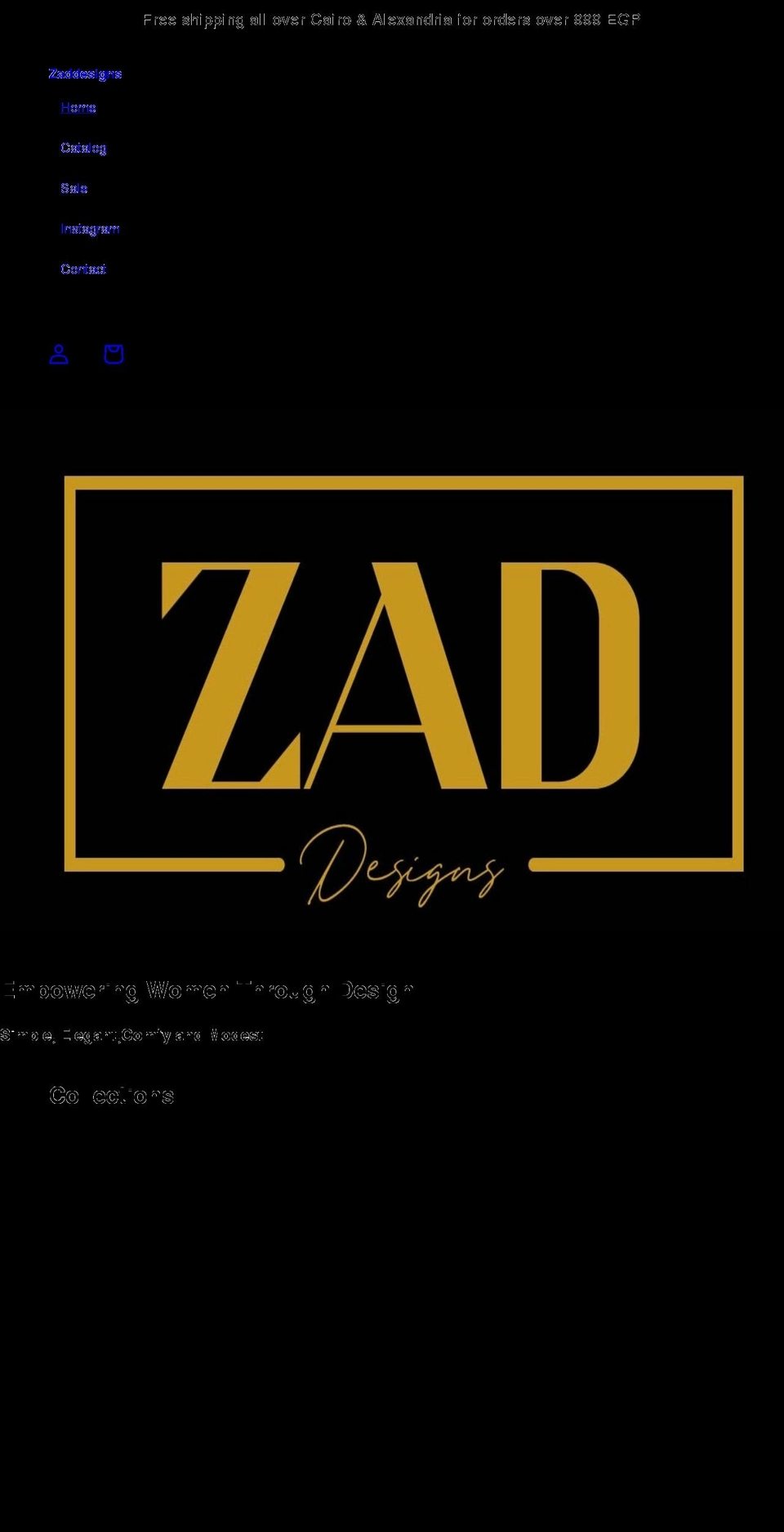 zaddesigns.com shopify website screenshot