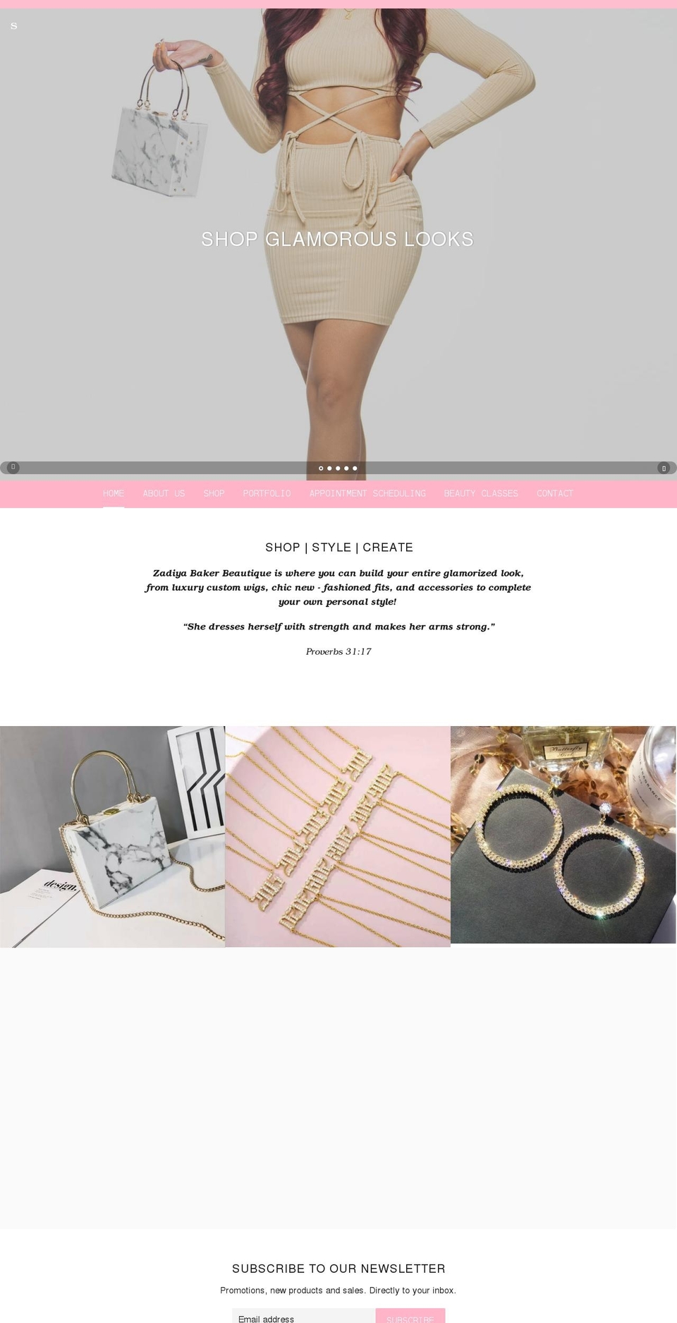 zadiyabakerbeautique.com shopify website screenshot