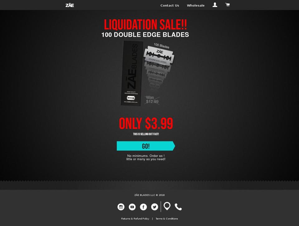zaeblades.com — Shopify storefront screenshot