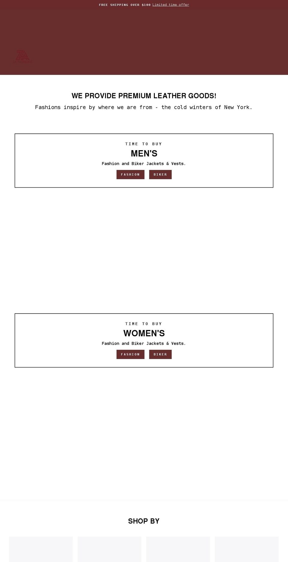 zafashions.com shopify website screenshot