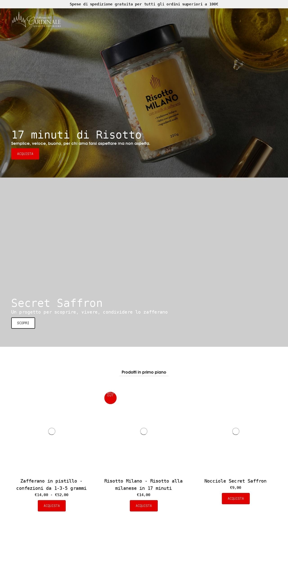 zafferanodelcardinale.com shopify website screenshot