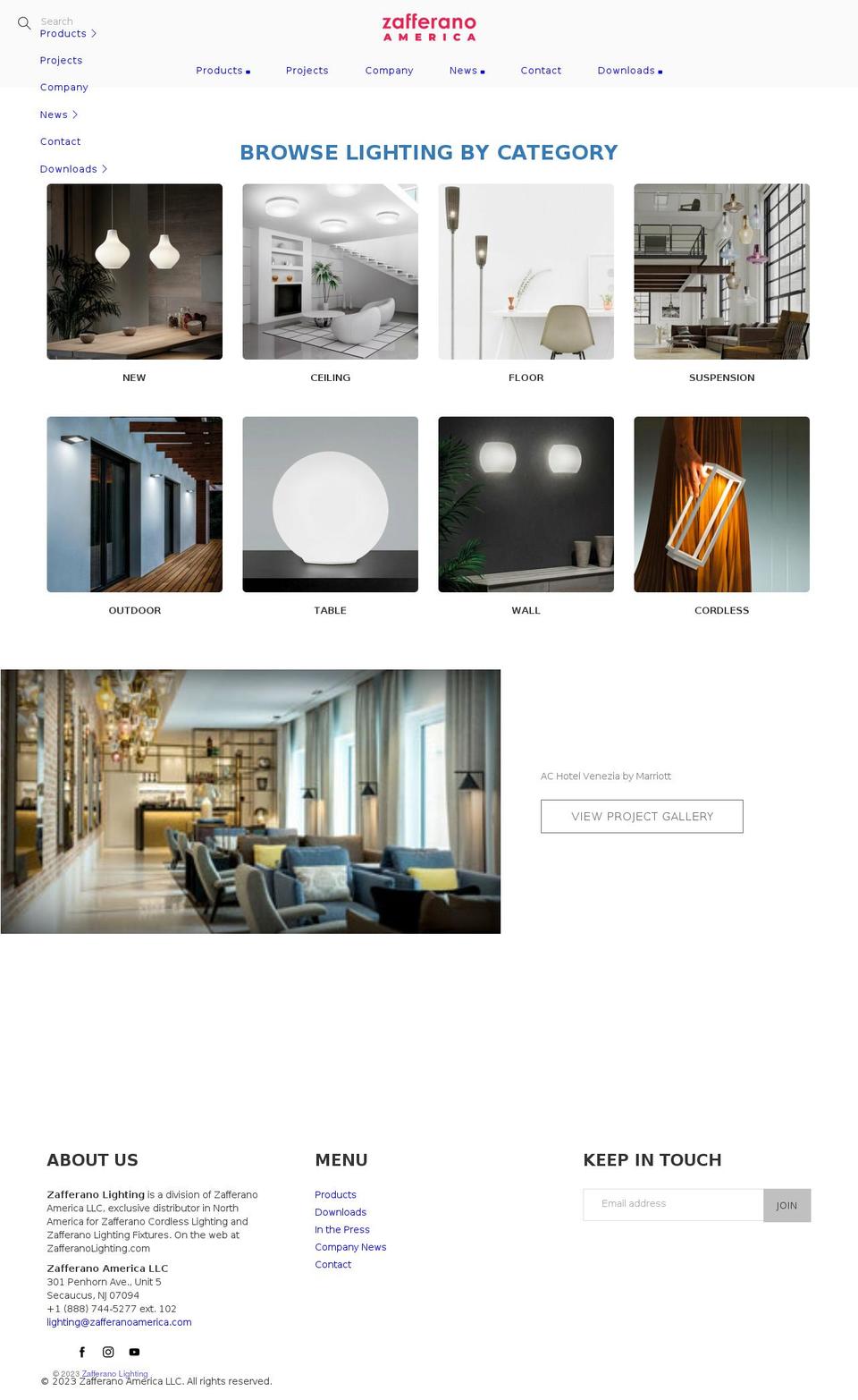 zafferanolighting.com shopify website screenshot