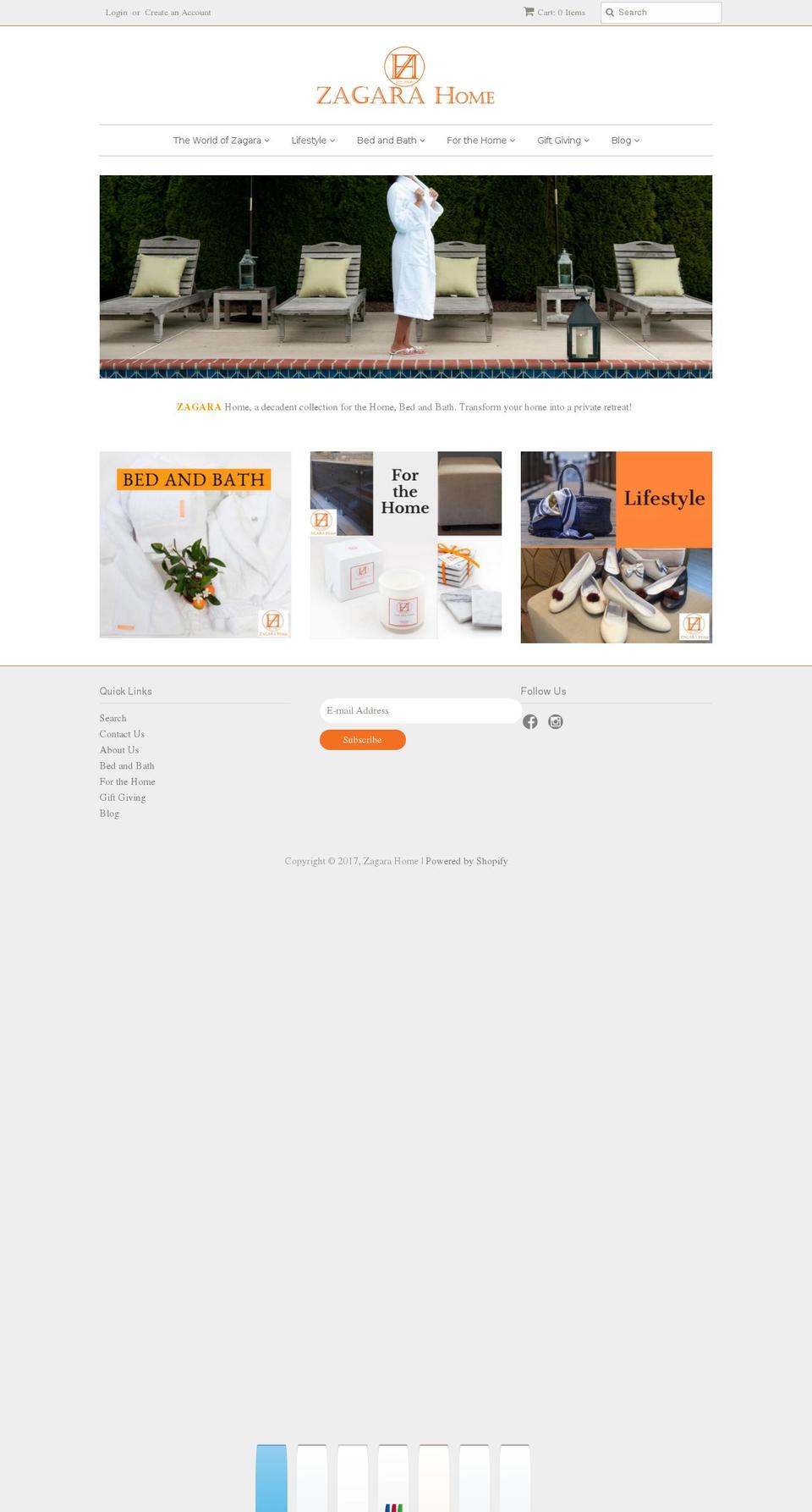 zagarahome.com shopify website screenshot