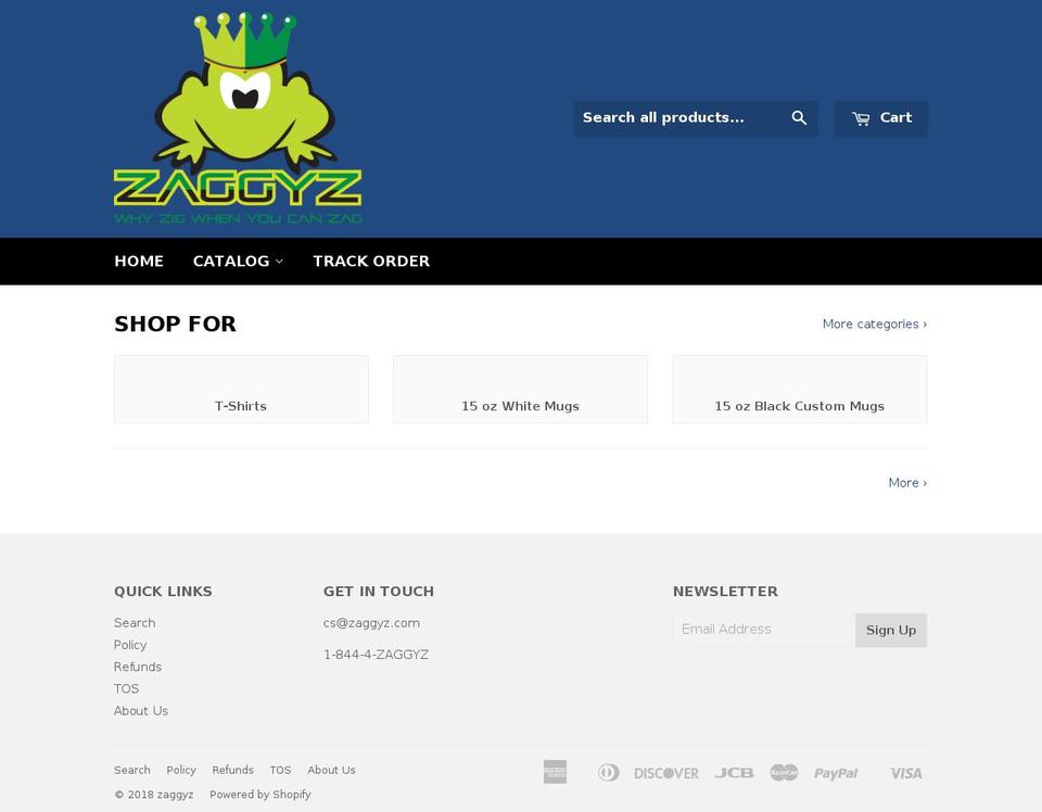 zaggyz.com shopify website screenshot