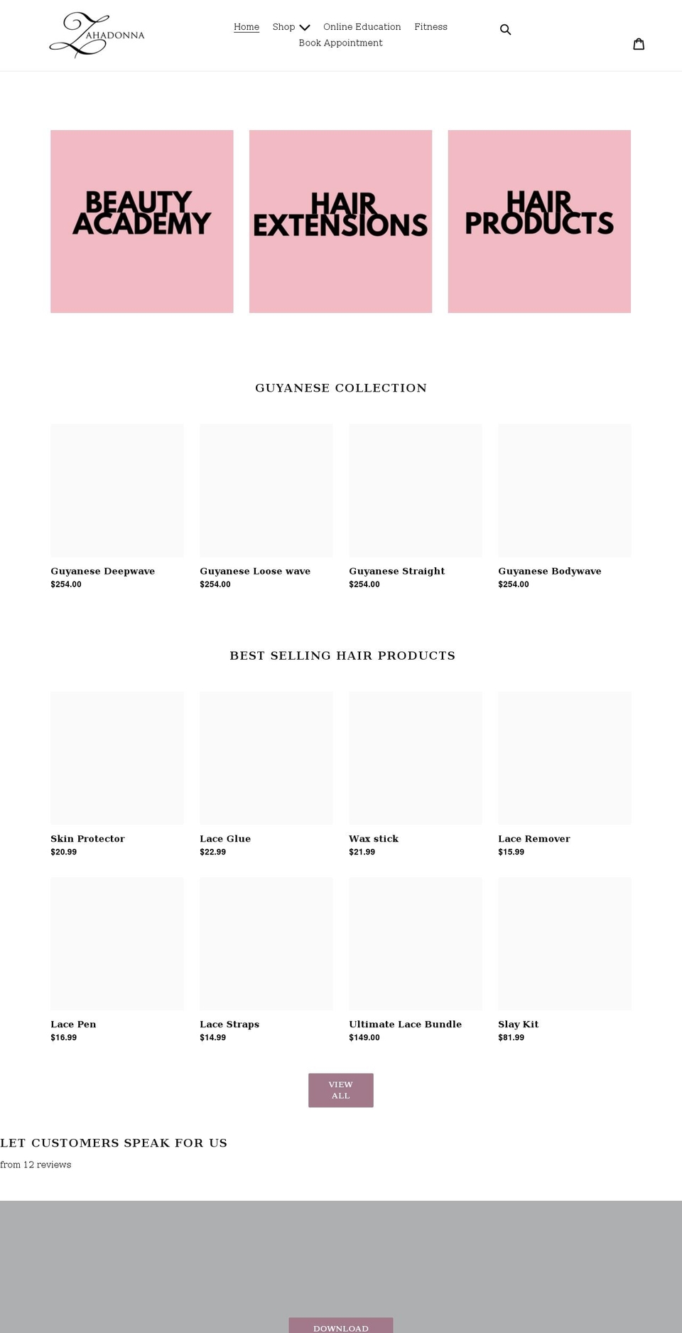 zahadonna.com shopify website screenshot