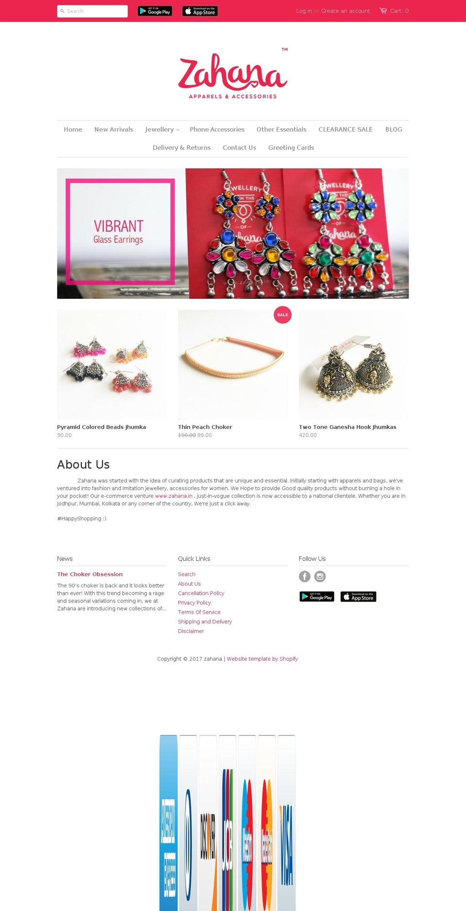 zahana.in shopify website screenshot