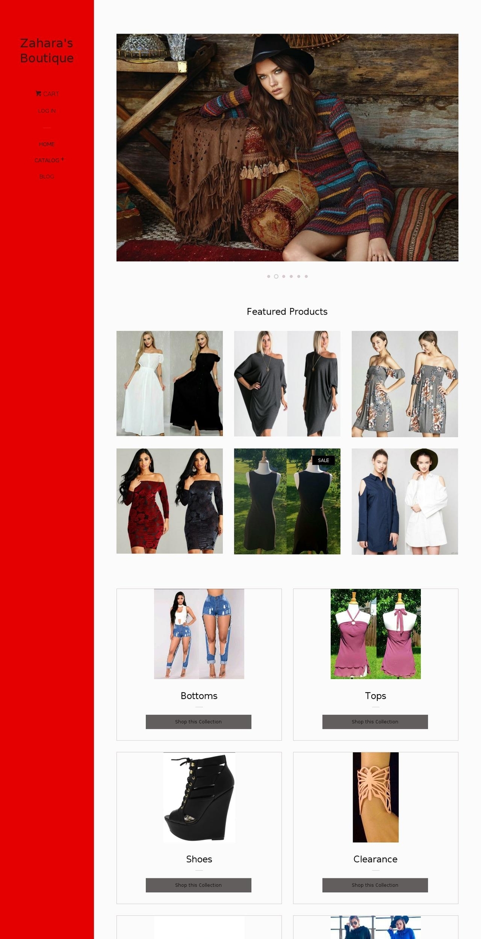 zaharas-boutique.com shopify website screenshot