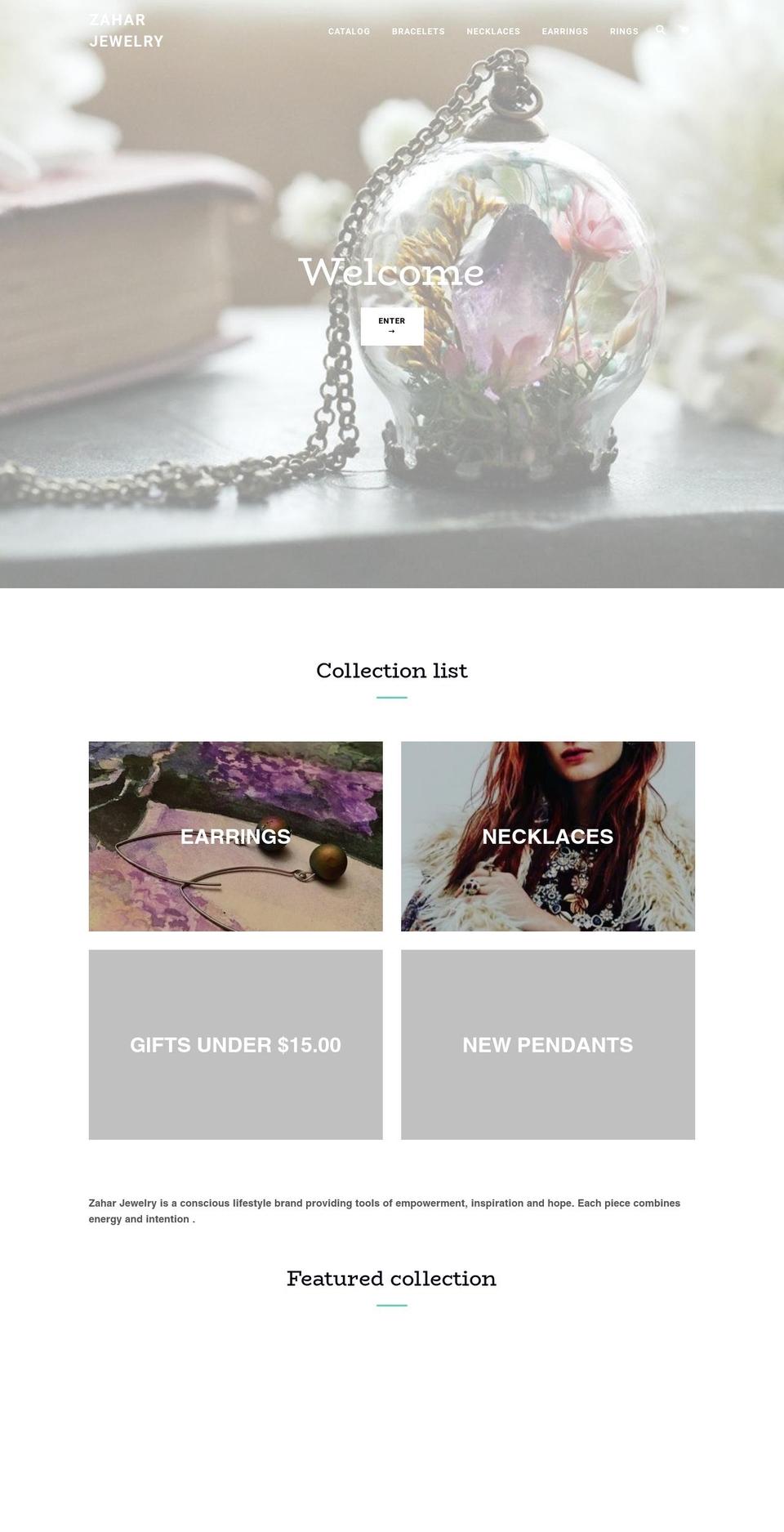 zaharjewelry.com — Shopify storefront screenshot