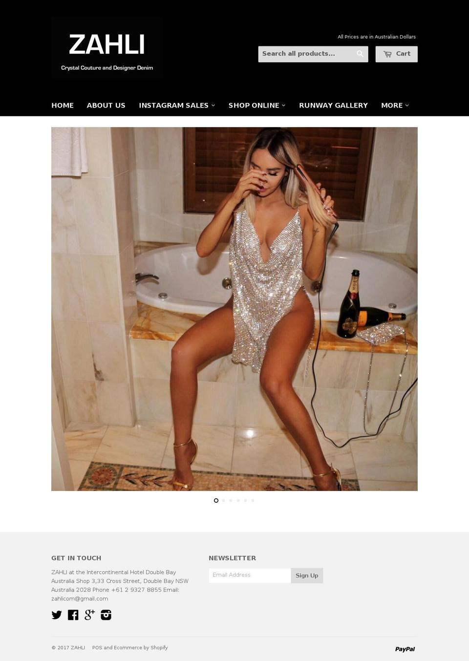 zahlisydney.com shopify website screenshot