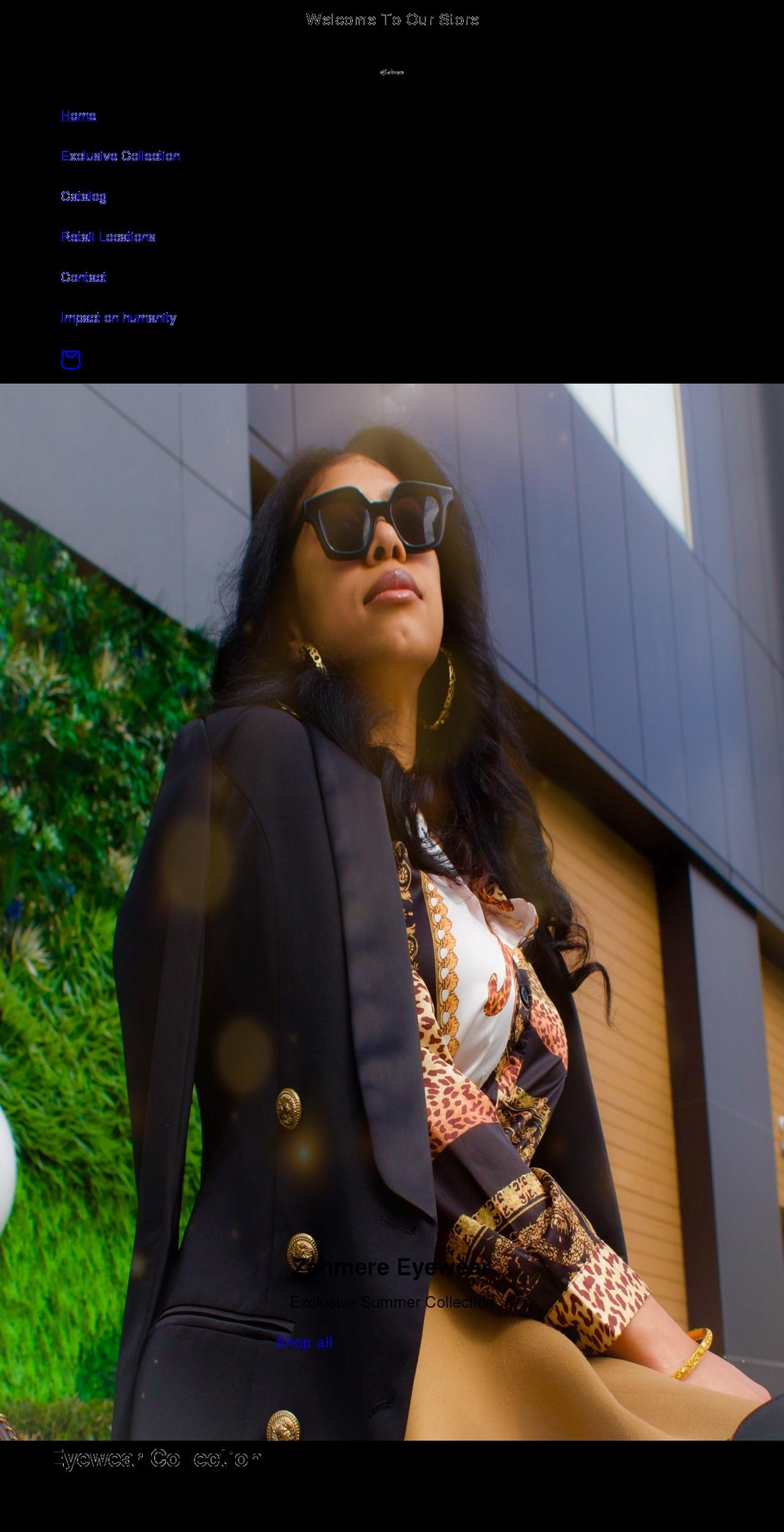 zahmereeyewear.com shopify website screenshot