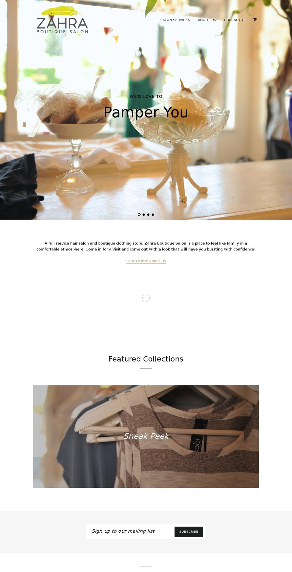 zahraboutiquesalon.com shopify website screenshot