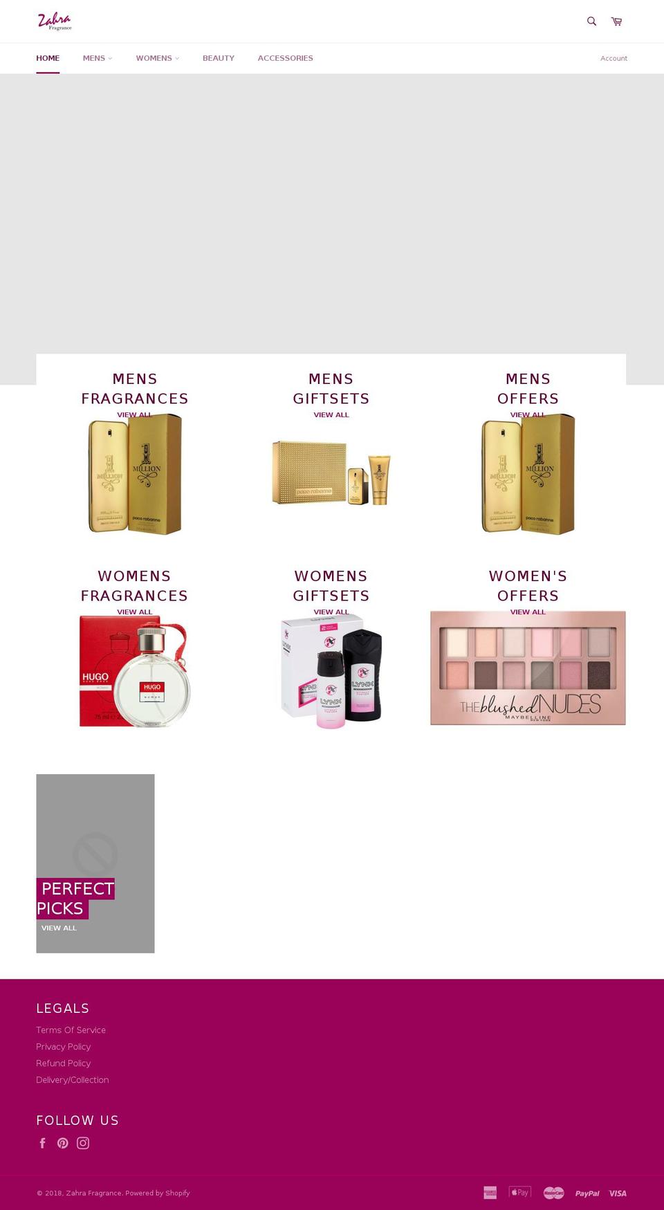 zahrafragrance.com — Shopify storefront screenshot