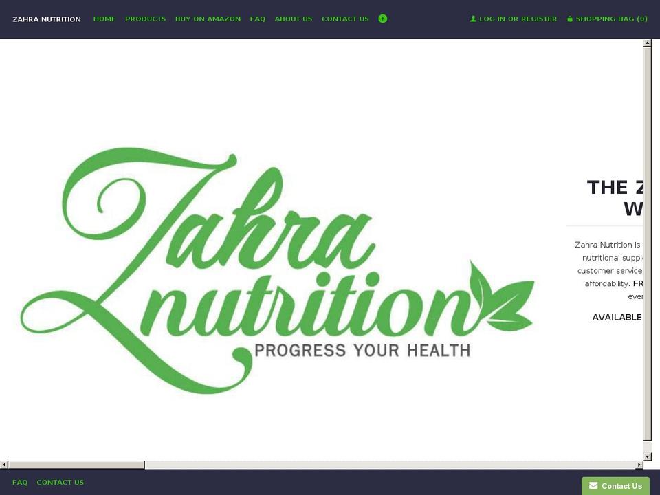 zahranutrition.com — Shopify storefront screenshot