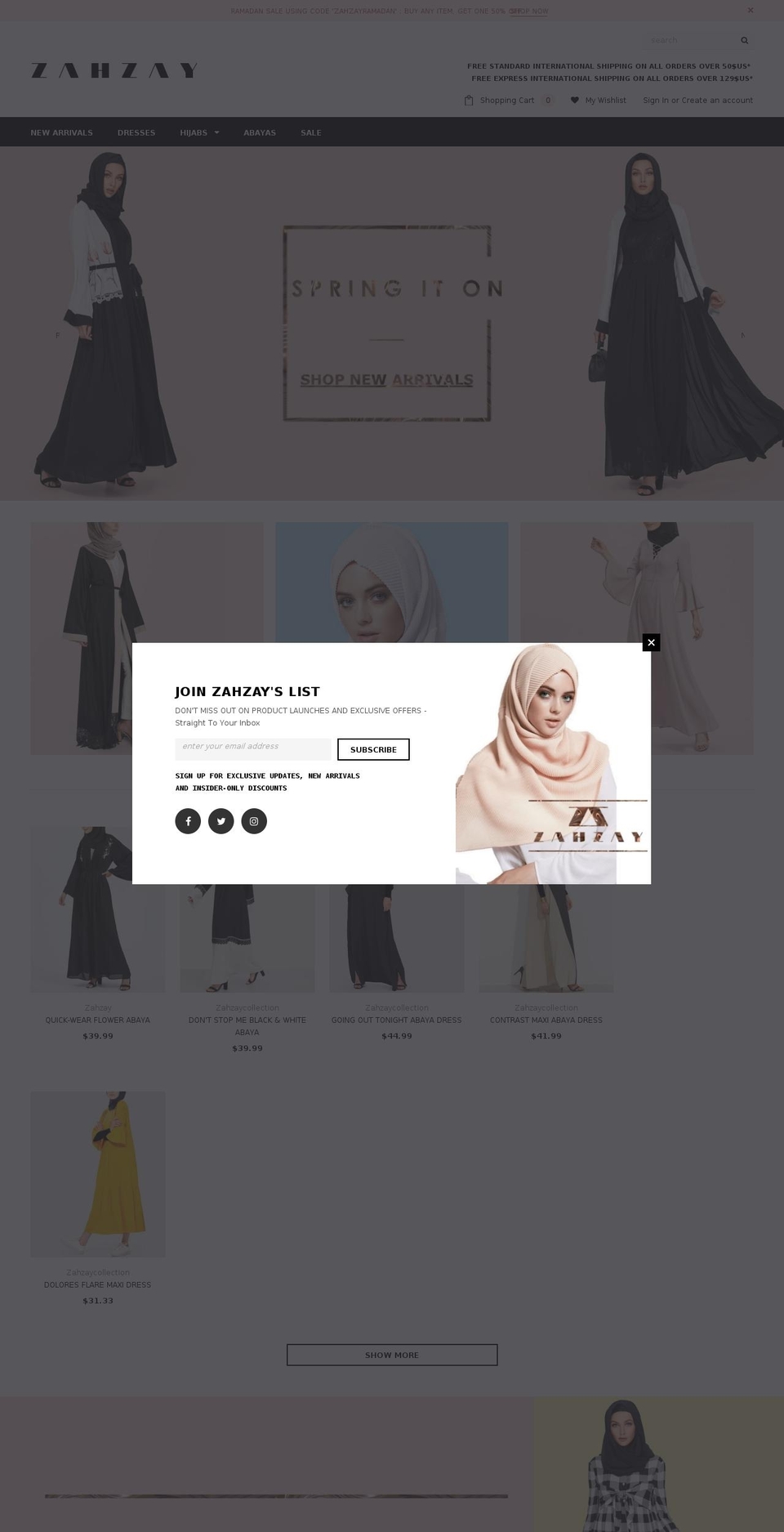 zahzay.com — Shopify storefront screenshot
