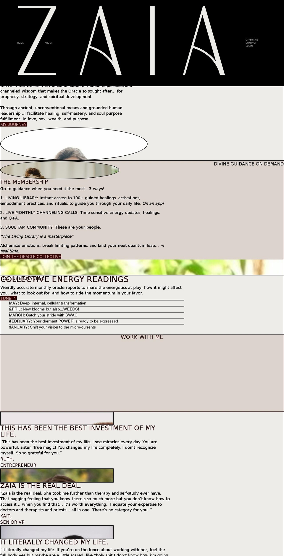 zaiasoul.com — Shopify storefront screenshot