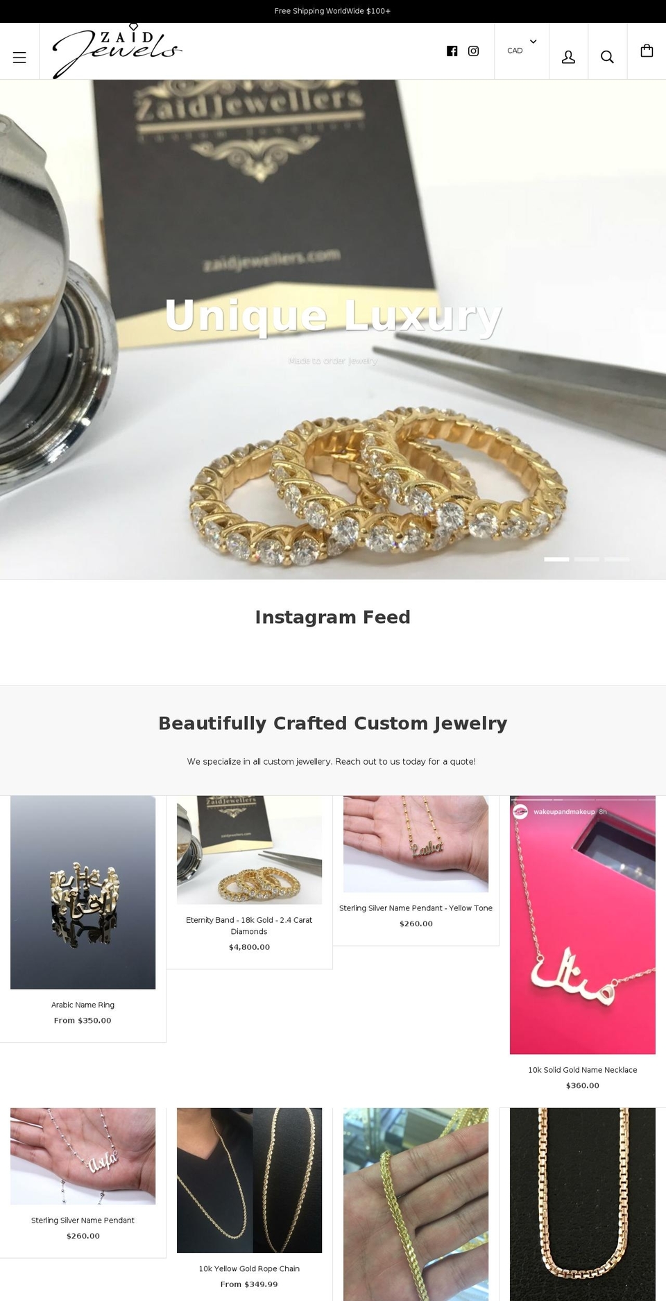 zaidjewellers.com — Shopify storefront screenshot