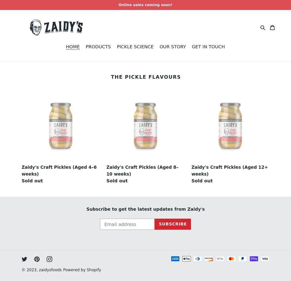 zaidys.com shopify website screenshot