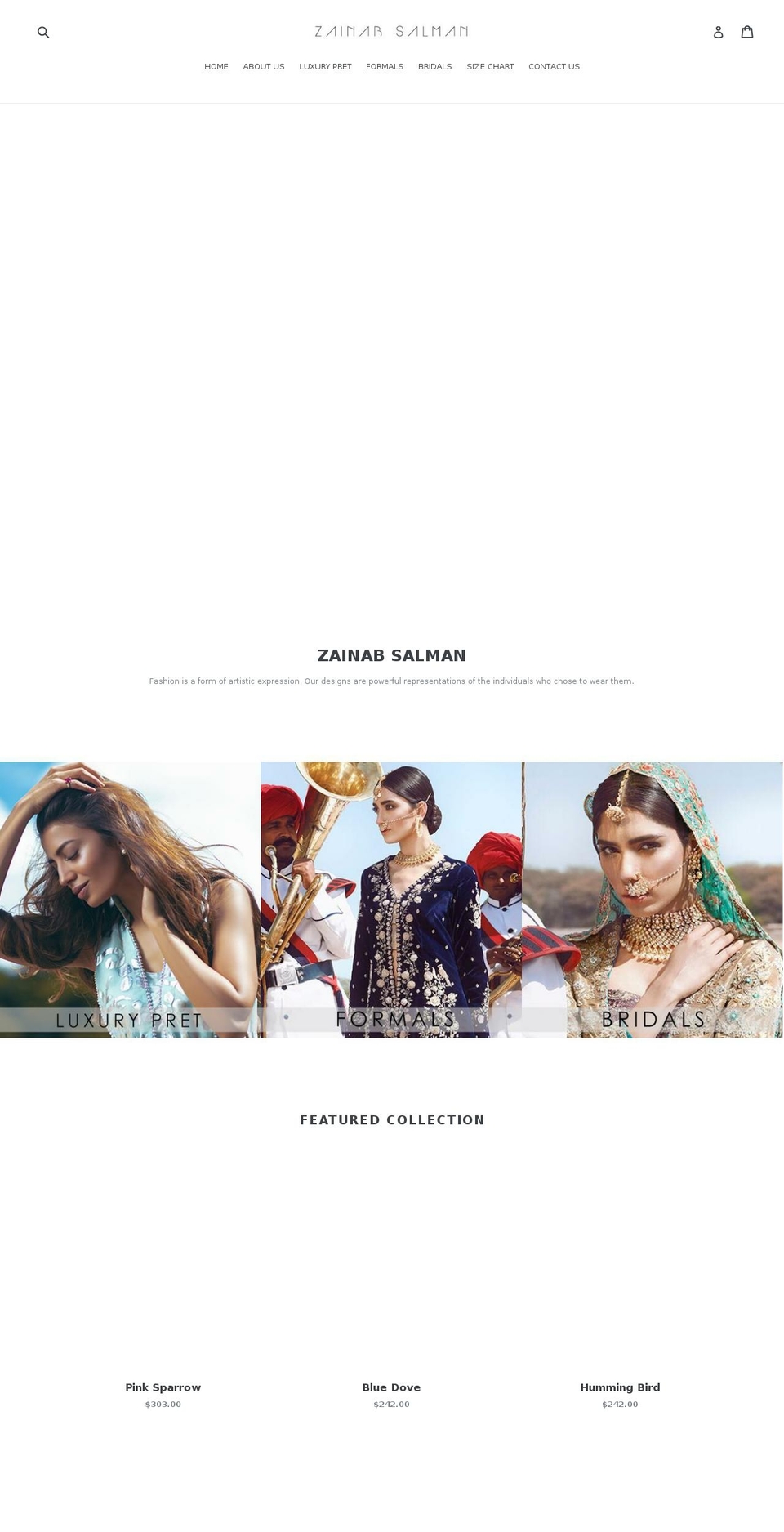 zainabsalman.com — Shopify storefront screenshot